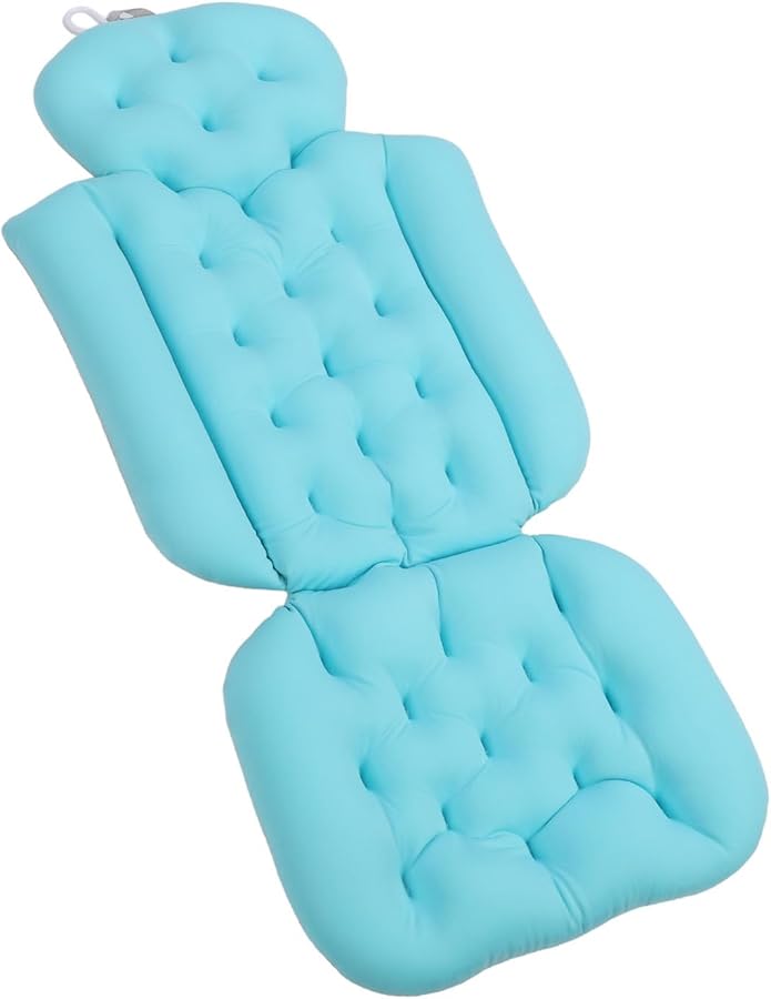 وسادة الاستحمام الزرقاء بتصميم مريح، تجف بسرعة مع قاعدة مانعة للانزلاق لحوض الاستحمام والسبا - Image 3